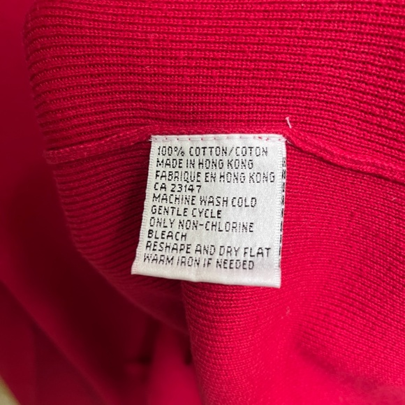 Talbots Knit Red Grosgrain Trim Cardigan Sweater Pearl Button Front LongSleeve M - Picture 8 of 12